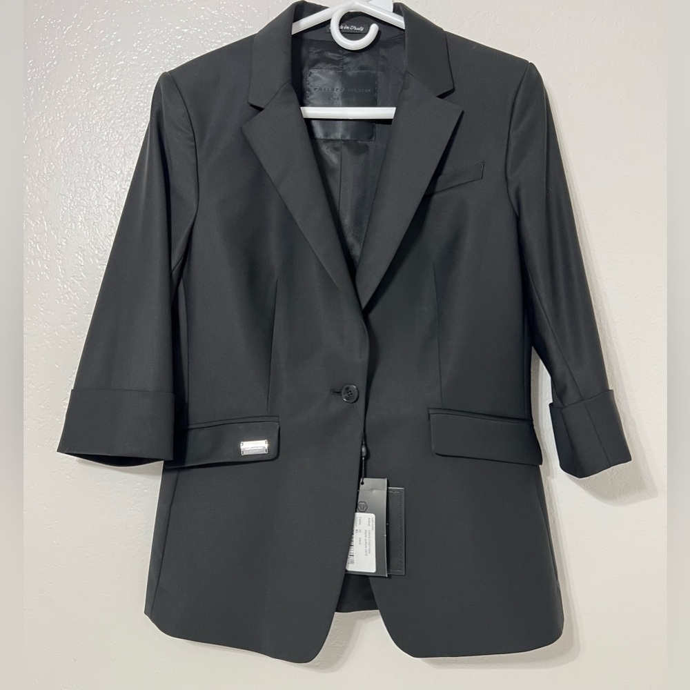NWT Philipp Plein Couture Virgin Wool Blend Blazer XL Black Longline